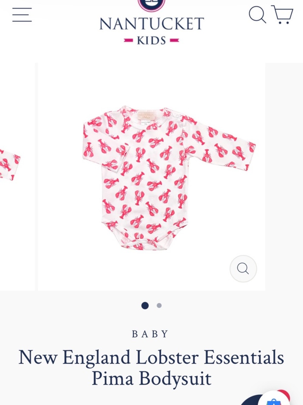Nantucket Kids New England Lobster Essentials Pima Bodysuit